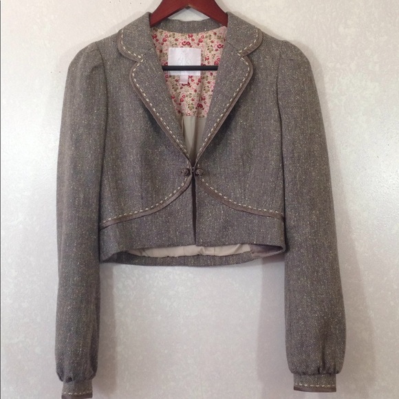 Rebecca Taylor Jackets & Blazers - Rebecca Taylor Cropped Twead Blazer Jacket Wool 6